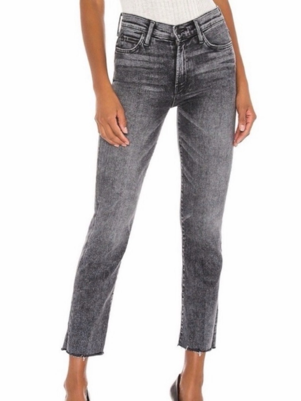 MOTHER Women's High-Rise Washed Black Straight Jeans. Like new.